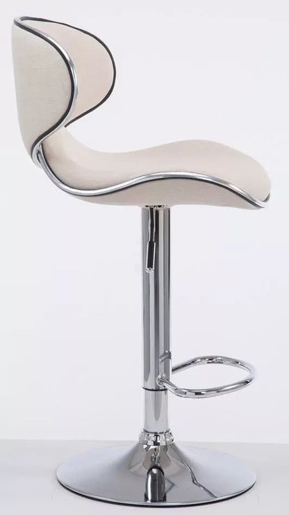 In And OutdoorMatch Luxe Barkruk Kelli - Wit - Chroom - Modern Design - Set van 2 - Rugleuning - Voetensteun - Voor Keuken en Bar - Gestoffeerde Zitting Barkrukken / hocker