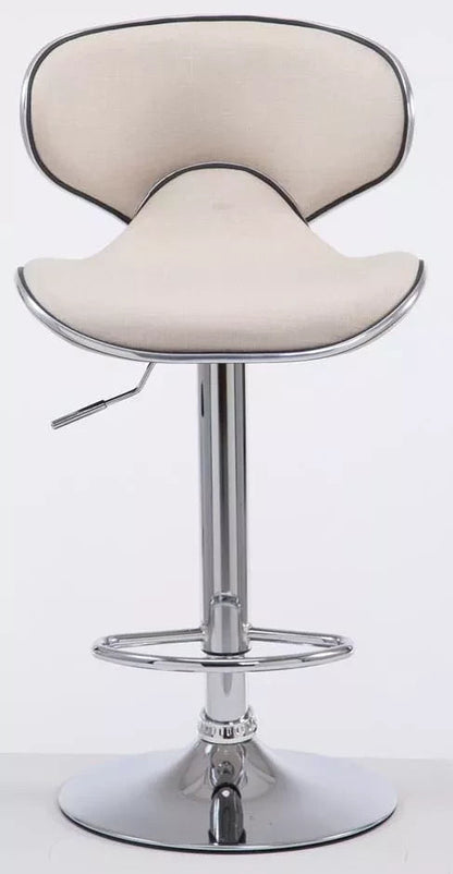 In And OutdoorMatch Luxe Barkruk Kelli - Wit - Chroom - Modern Design - Set van 2 - Rugleuning - Voetensteun - Voor Keuken en Bar - Gestoffeerde Zitting Barkrukken / hocker