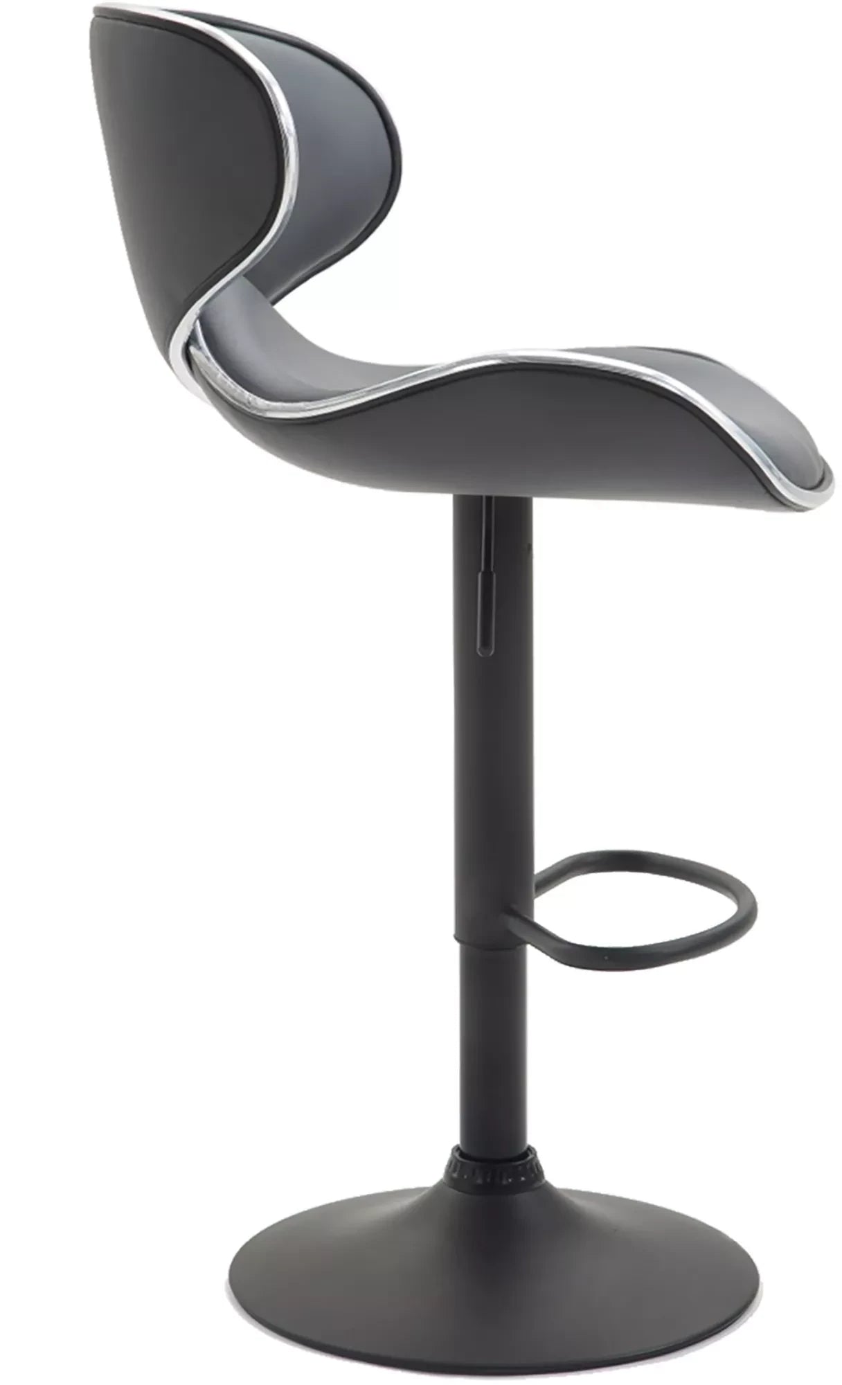 In And OutdoorMatch Luxe Barkruk Lia - Grijs - Zwart - Modern Design - Rugleuning - Voetensteun - Voor Keuken en Bar - Gestoffeerde Zitting - Imitatie Leder Barkrukken / hocker