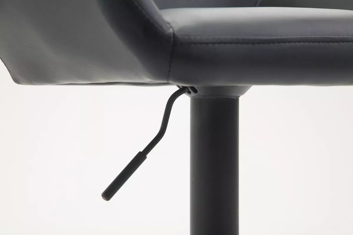 In And OutdoorMatch Luxe Barkruk Margaretta - Zwart - Luxe Design - Rugleuning - Voetensteun - Voor Keuken en Bar - Gestoffeerde Zitting - Set van 2 - Imitatie Leder Barkrukken / hocker