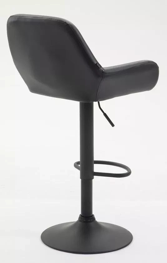 In And OutdoorMatch Luxe Barkruk Margaretta - Zwart - Luxe Design - Rugleuning - Voetensteun - Voor Keuken en Bar - Gestoffeerde Zitting - Set van 2 - Imitatie Leder Barkrukken / hocker