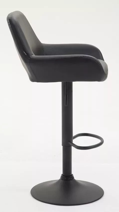 In And OutdoorMatch Luxe Barkruk Margaretta - Zwart - Luxe Design - Rugleuning - Voetensteun - Voor Keuken en Bar - Gestoffeerde Zitting - Set van 2 - Imitatie Leder Barkrukken / hocker