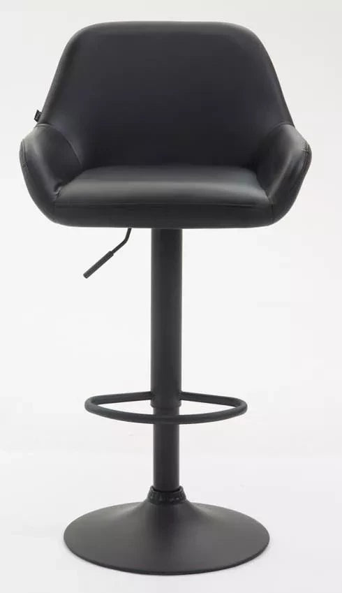 In And OutdoorMatch Luxe Barkruk Margaretta - Zwart - Luxe Design - Rugleuning - Voetensteun - Voor Keuken en Bar - Gestoffeerde Zitting - Set van 2 - Imitatie Leder Barkrukken / hocker