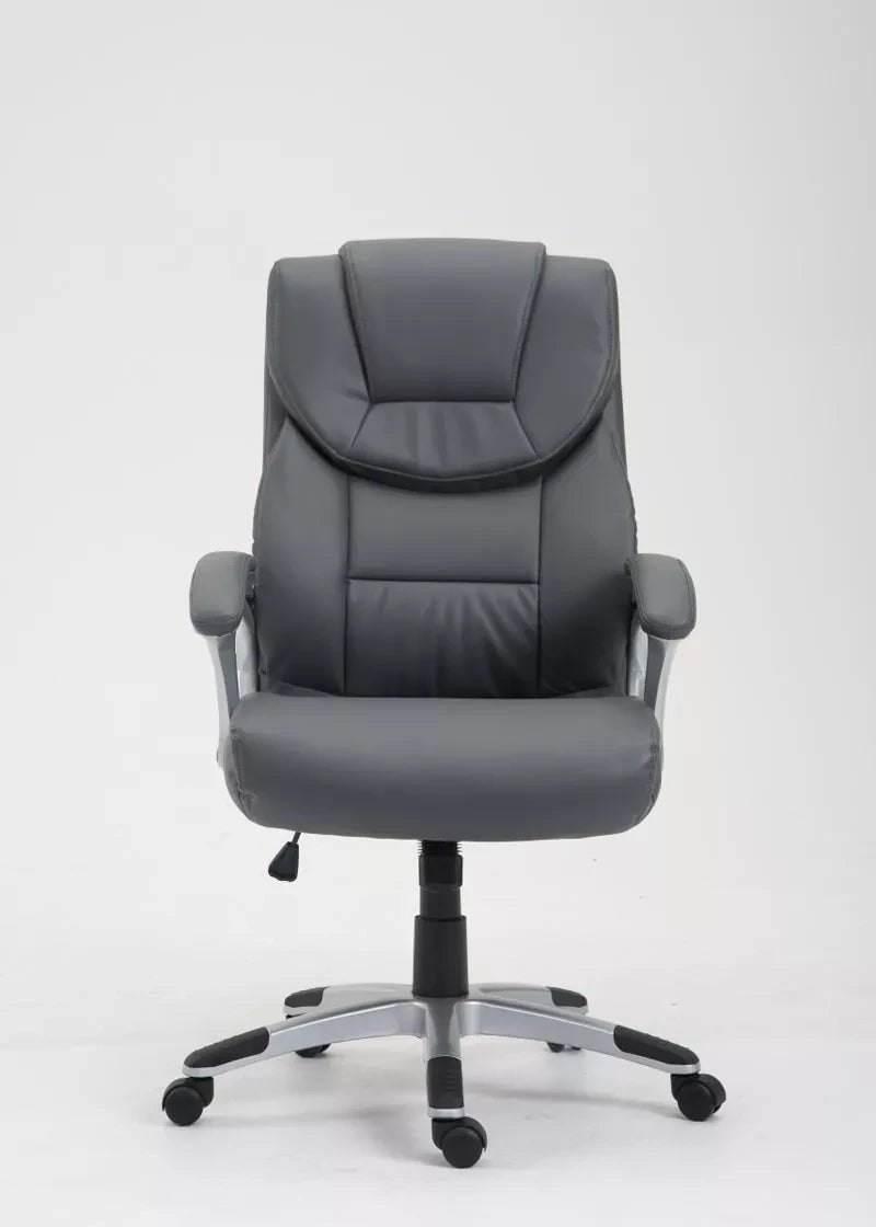 In And OutdoorMatch Luxe Bureaustoel Santuzza Grayce - kunstleer - Grijs/Zwart - Op wielen - Ergonomische bureaustoel - Voor volwassenen - In hoogte verstelbaar Bureaustoel