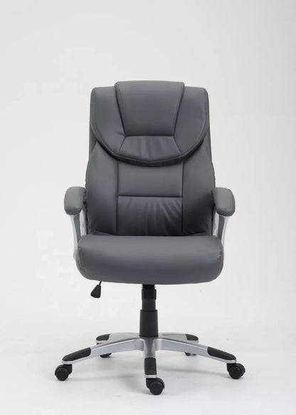 In And OutdoorMatch Luxe Bureaustoel Santuzza Grayce - kunstleer - Grijs/Zwart - Op wielen - Ergonomische bureaustoel - Voor volwassenen - In hoogte verstelbaar Bureaustoel