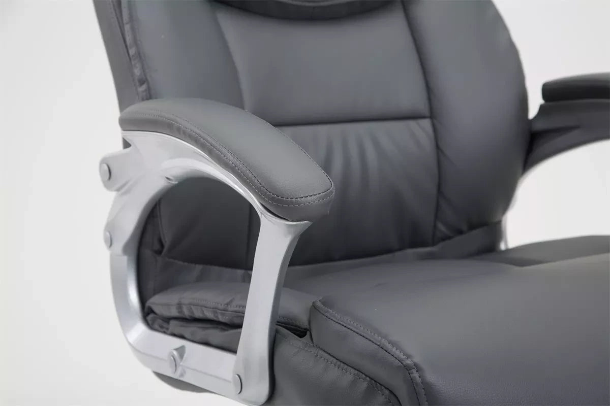 In And OutdoorMatch Luxe Bureaustoel Santuzza Grayce - kunstleer - Grijs/Zwart - Op wielen - Ergonomische bureaustoel - Voor volwassenen - In hoogte verstelbaar Bureaustoel