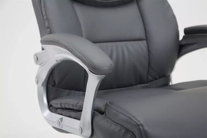 In And OutdoorMatch Luxe Bureaustoel Santuzza Grayce - kunstleer - Grijs/Zwart - Op wielen - Ergonomische bureaustoel - Voor volwassenen - In hoogte verstelbaar Bureaustoel