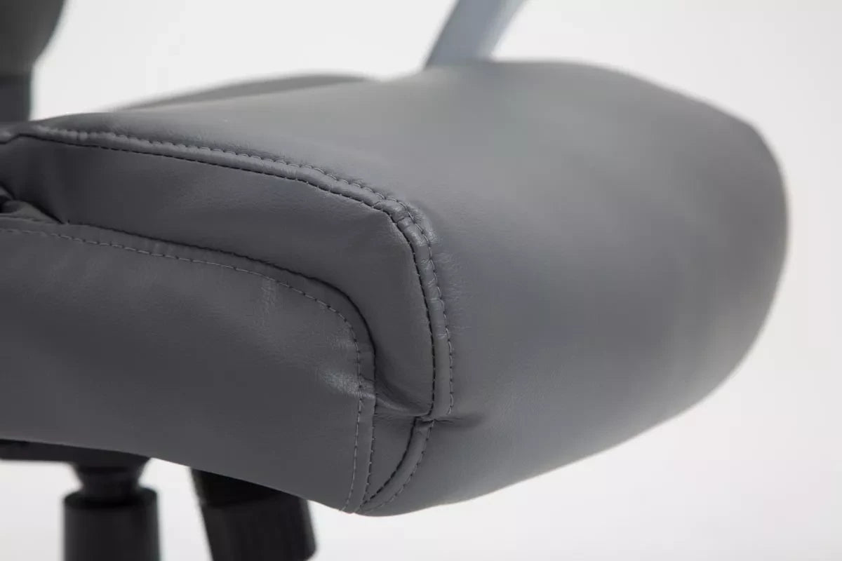 In And OutdoorMatch Luxe Bureaustoel Santuzza Grayce - kunstleer - Grijs/Zwart - Op wielen - Ergonomische bureaustoel - Voor volwassenen - In hoogte verstelbaar Bureaustoel