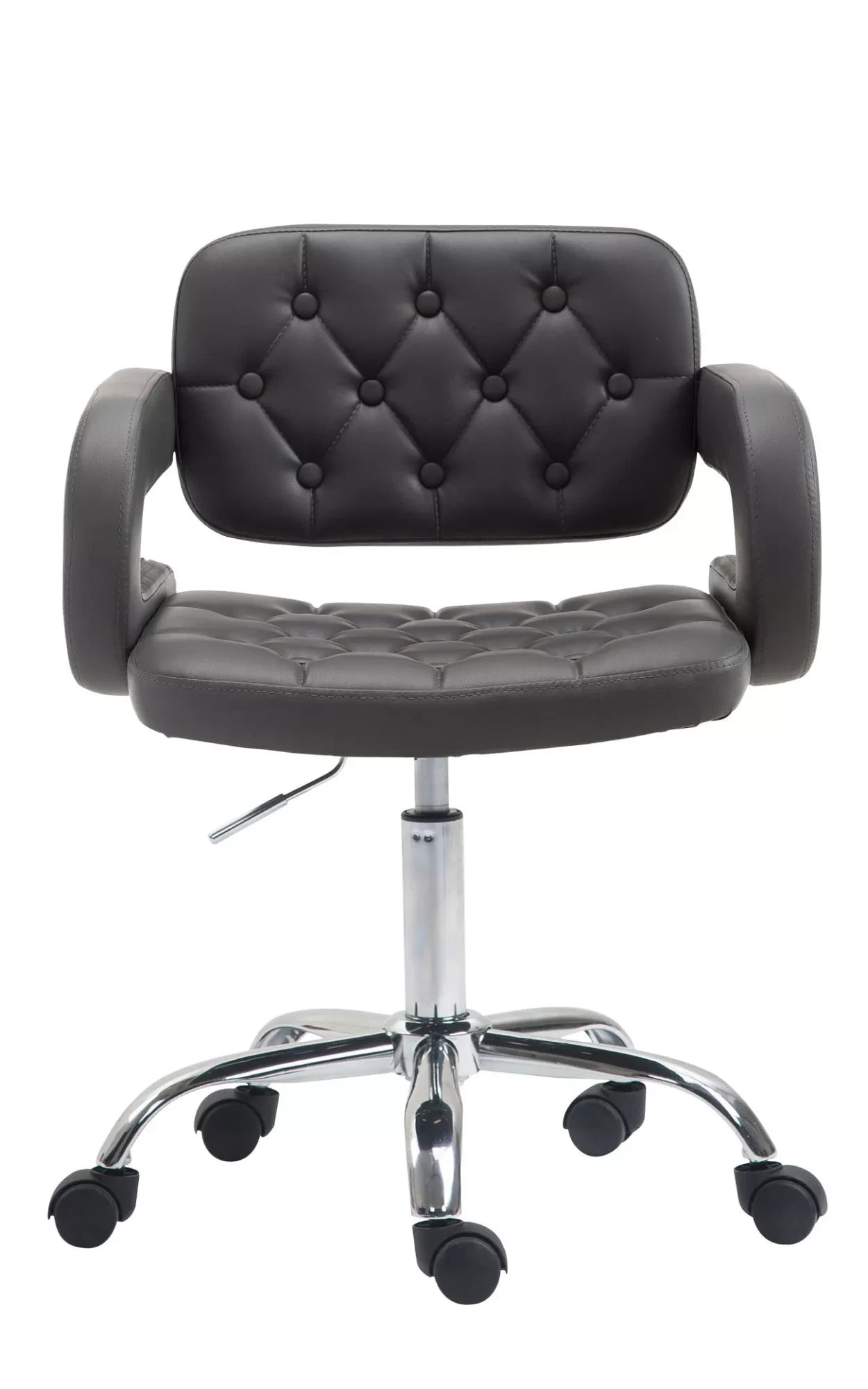 In And OutdoorMatch Luxe Werkkruk Martina - Zwart - Op wielen - Bureaustoel - Met rugleuning - In hoogte verstelbaar 45 - 57 cm - Kunstleer Bureaustoel