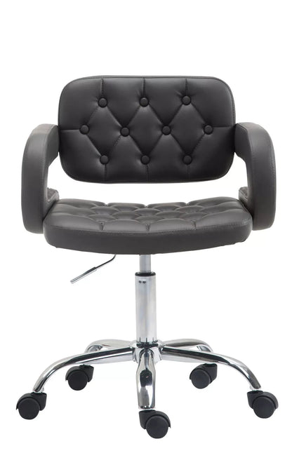 In And OutdoorMatch Luxe Werkkruk Martina - Zwart - Op wielen - Bureaustoel - Met rugleuning - In hoogte verstelbaar 45 - 57 cm - Kunstleer Bureaustoel