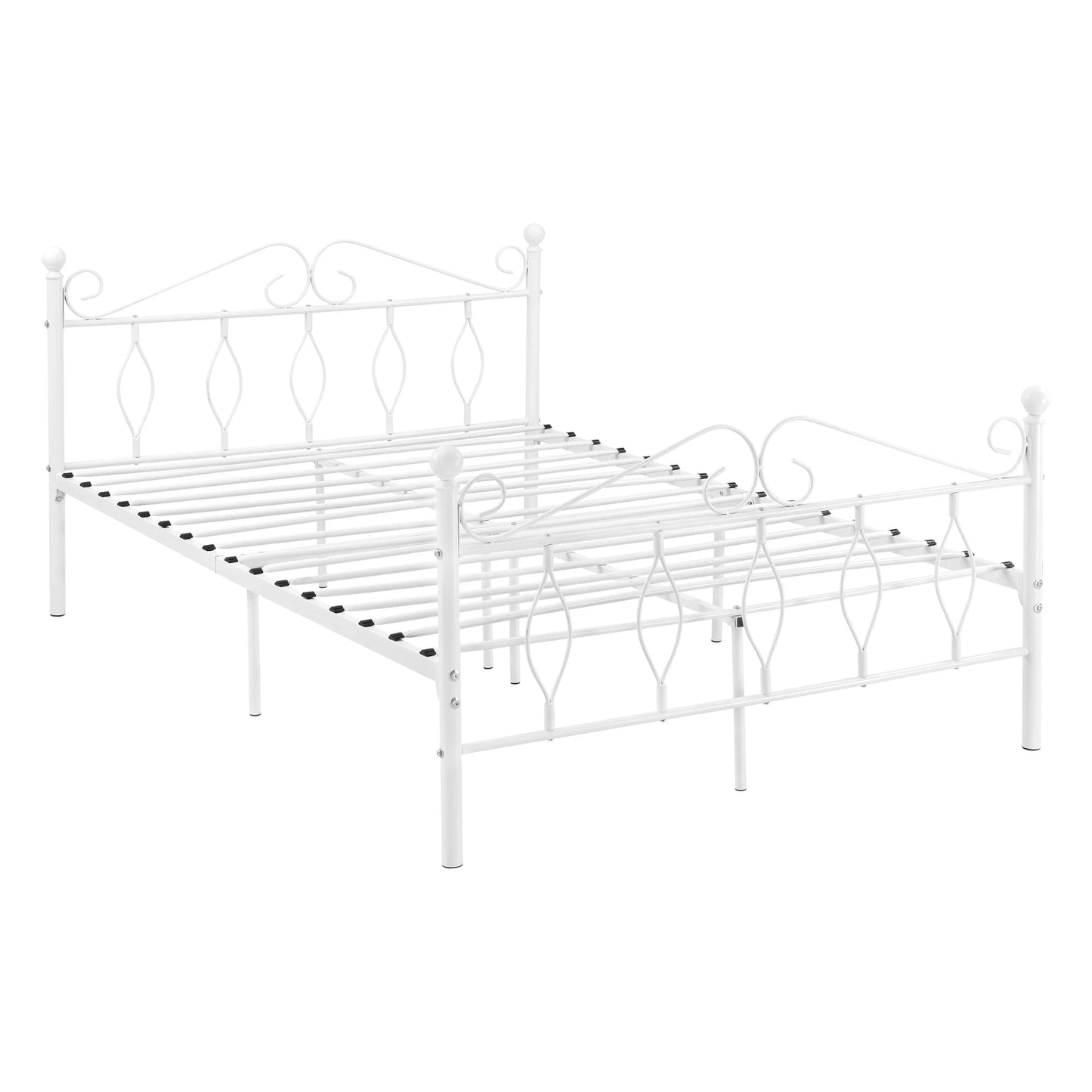 In And OutdoorMatch Metalen Bed Jazmyne - Staal - Met Bedbodem - 140x200 cm - Wit - Snelle montage bed twee personen