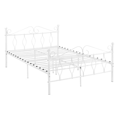 In And OutdoorMatch Metalen Bed Jazmyne - Staal - Met Bedbodem - 140x200 cm - Wit - Snelle montage bed twee personen
