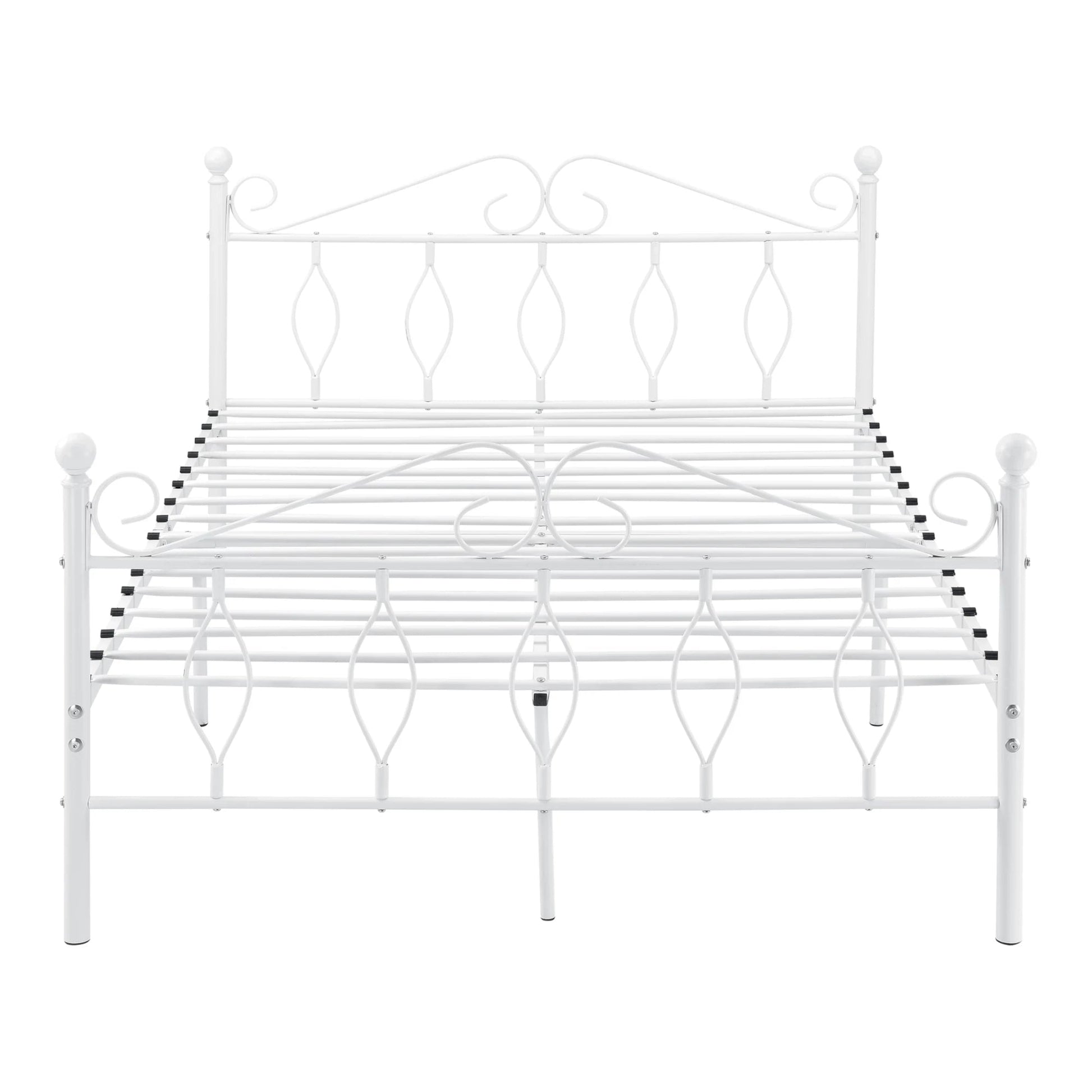 In And OutdoorMatch Metalen Bed Jazmyne - Staal - Met Bedbodem - 140x200 cm - Wit - Snelle montage bed twee personen