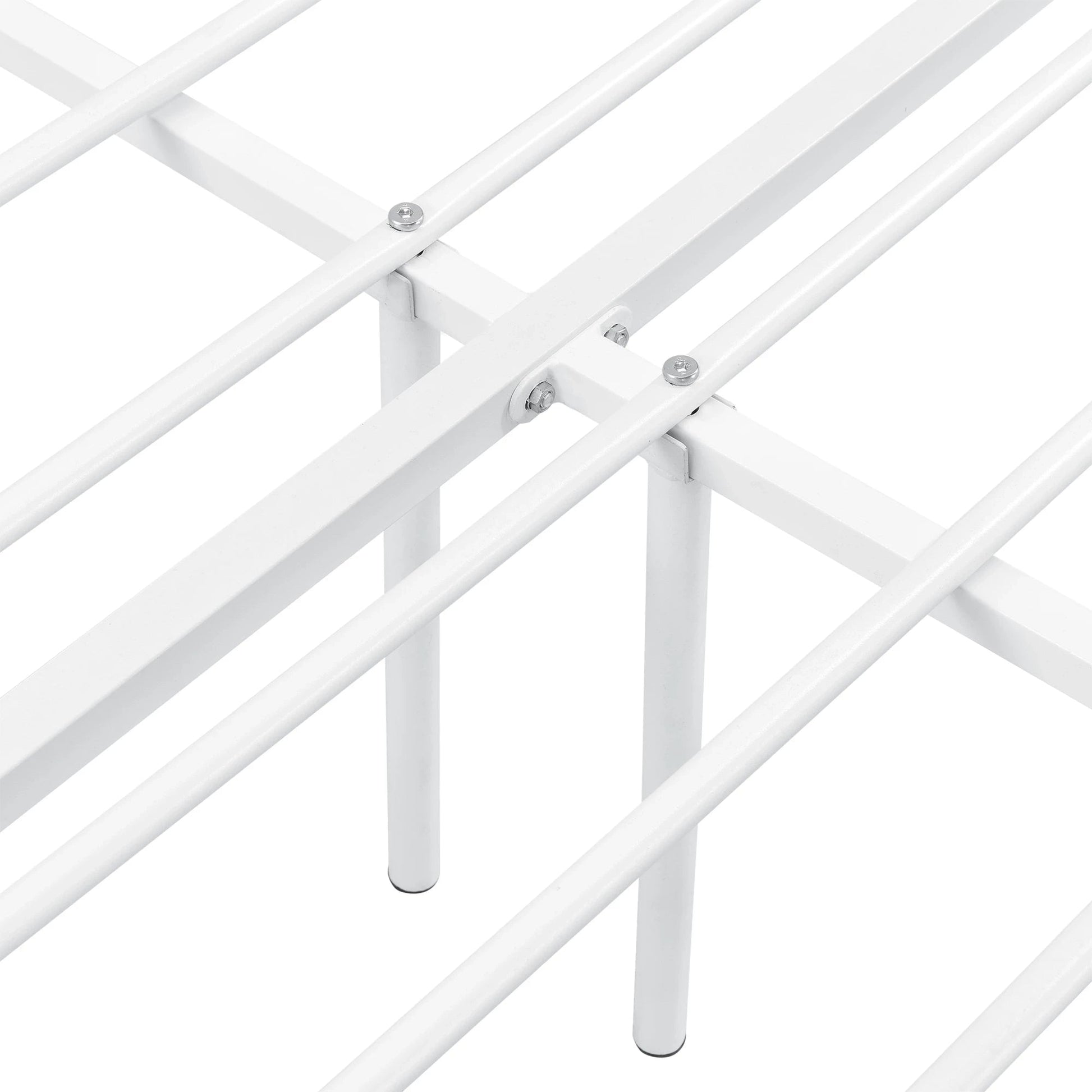 In And OutdoorMatch Metalen Bed Jazmyne - Staal - Met Bedbodem - 140x200 cm - Wit - Snelle montage bed twee personen