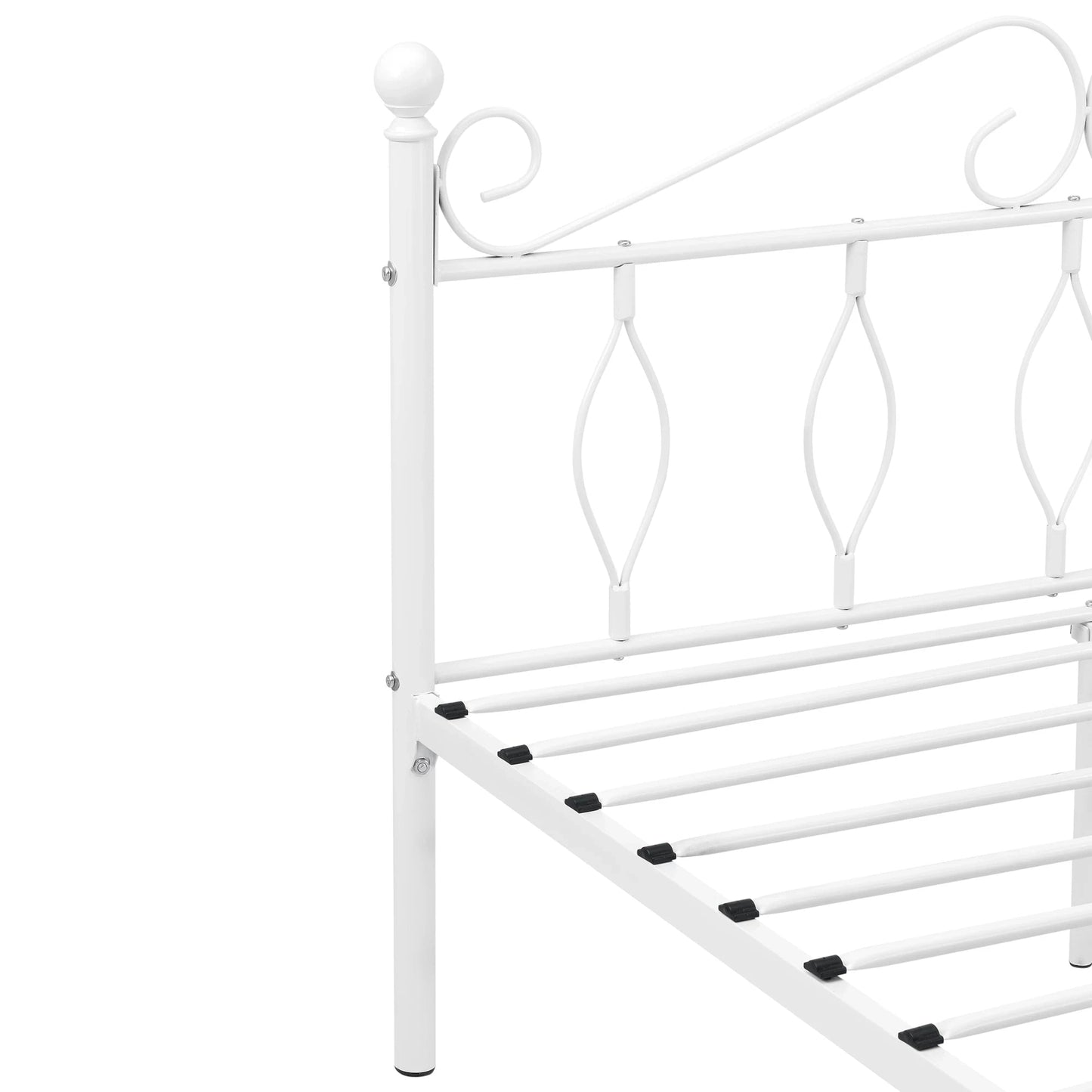 In And OutdoorMatch Metalen Bed Jazmyne - Staal - Met Bedbodem - 140x200 cm - Wit - Snelle montage bed twee personen