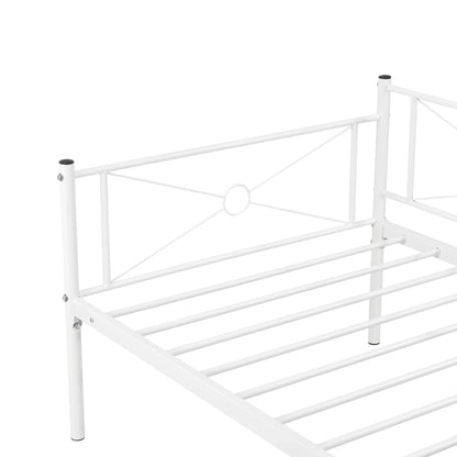 In And OutdoorMatch Metalen Bed Omari - Staal - Met Bedbodem - 90x200 cm - Wit - Snelle Montage Eén persoon slapen