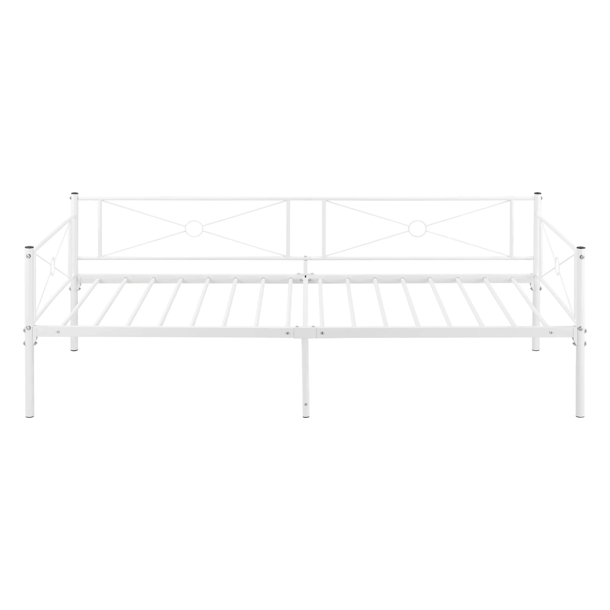 In And OutdoorMatch Metalen Bed Omari - Staal - Met Bedbodem - 90x200 cm - Wit - Snelle Montage Eén persoon slapen