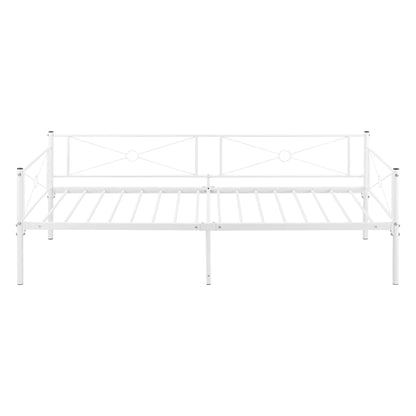 In And OutdoorMatch Metalen Bed Omari - Staal - Met Bedbodem - 90x200 cm - Wit - Snelle Montage Eén persoon slapen