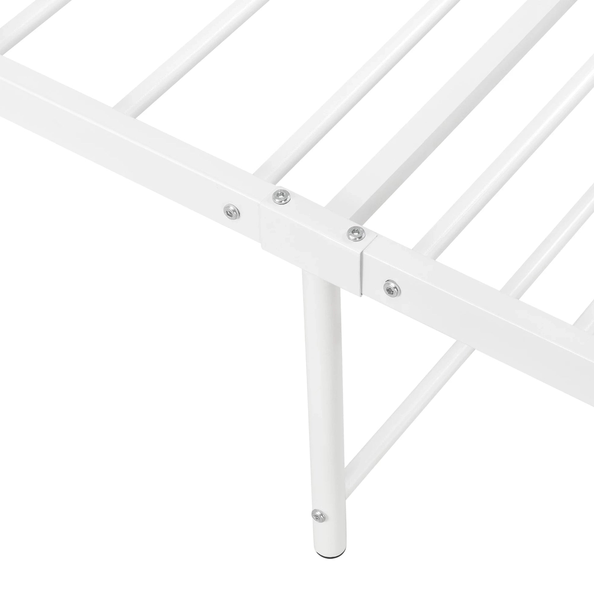 In And OutdoorMatch Metalen Bed Omari - Staal - Met Bedbodem - 90x200 cm - Wit - Snelle Montage Eén persoon slapen