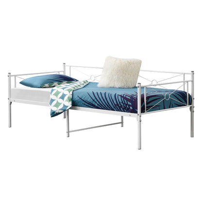 In And OutdoorMatch Metalen Bed Omari - Staal - Met Bedbodem - 90x200 cm - Wit - Snelle Montage Eén persoon slapen