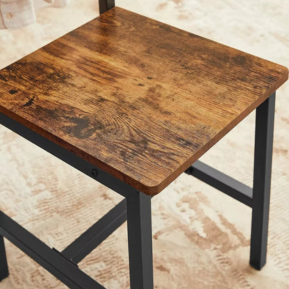 In And OutdoorMatch Metalen Frame Eetkamerstoelen Bertrand - Set van 2 - Industriële Stijl - Eetkamer - Woonkamer - Keuken - Vintage Bruin/Zwart Eetkamerstoel