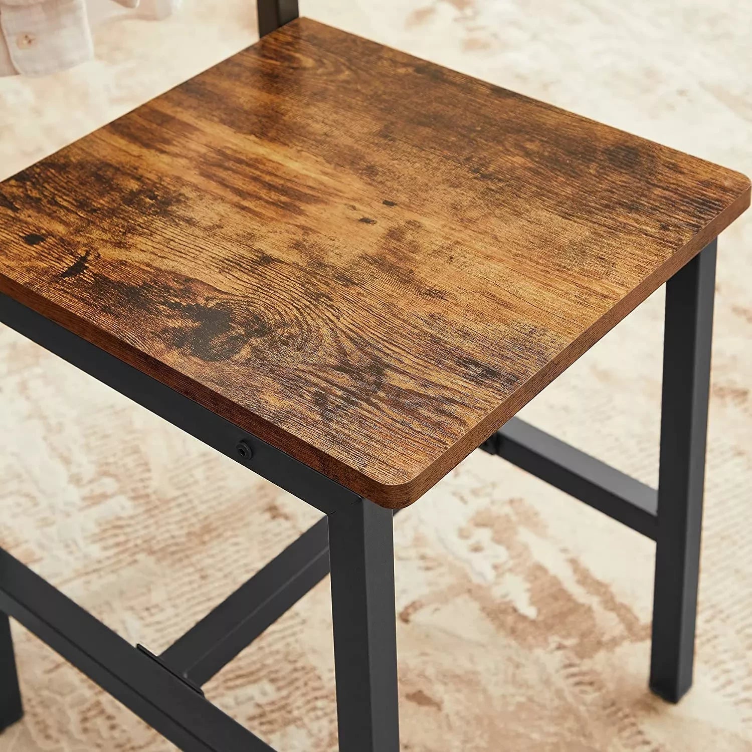 In And OutdoorMatch Metalen Frame Eetkamerstoelen Bertrand - Set van 2 - Industriële Stijl - Eetkamer - Woonkamer - Keuken - Vintage Bruin/Zwart Eetkamerstoel