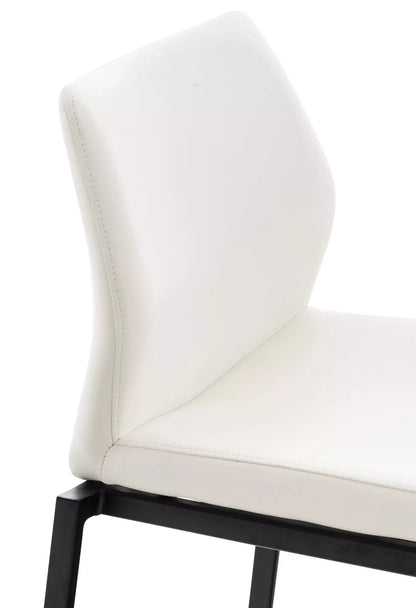In And OutdoorMatch Moderne Barkruk Alda - Wit - Zwart - Luxe Design - Rugleuning - Voetensteun - Voor Keuken en Bar - Gestoffeerde Zitting - Imitatie Leder Barkrukken / hocker