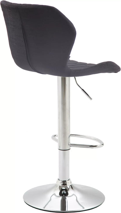 In And OutdoorMatch Moderne Barkruk Freeda - Zwart - Chroom - Luxe Design - Rugleuning - Voetensteun - Voor Keuken en Bar - Gestoffeerde Zitting Barkrukken / hocker