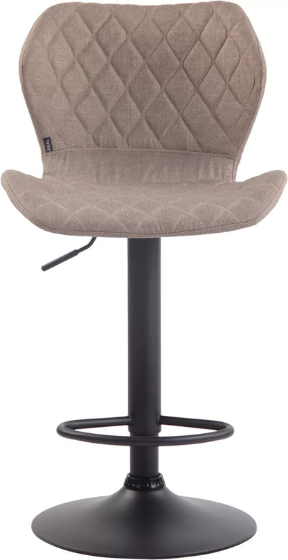 In And OutdoorMatch Moderne Barkruk Karina - Bruin - Zwart - Luxe Design - Rugleuning - Voetensteun - Voor Keuken en Bar - Gestoffeerde Zitting Barkrukken / hocker