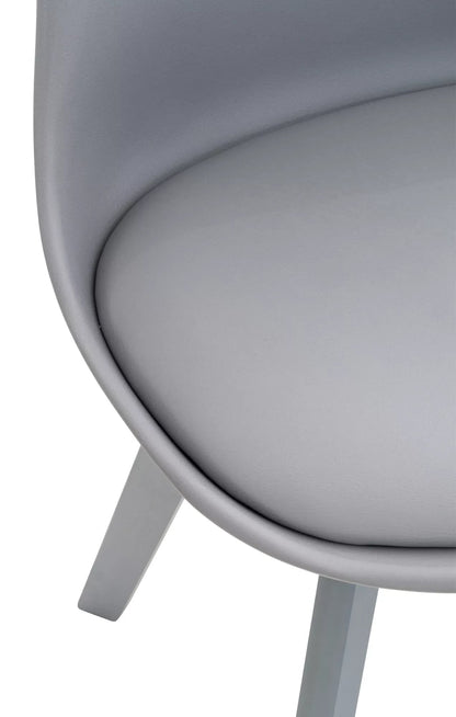 In And OutdoorMatch Moderne Stoel Meghan - Grijs - Luxe Design - Kunststof - Voor Keuken en Bar - Rugleuning - Gestoffeerde Zitting Eetkamerstoel