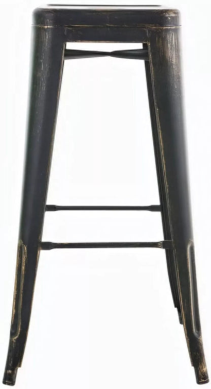 In And OutdoorMatch Rustieke Barkruk Dalton - Zwart - Industrieel Design - Set van 2 - Voetsteun - Voor Keuken en Bar - Metalen Zitting Barkrukken / hocker