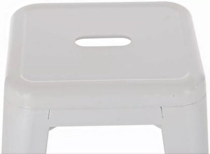 In And OutdoorMatch Rustieke Barkruk Ocie - Wit - Industrieel Ontwerp - Set van 2 - Voetsteun - Voor Keuken en Bar - Metalen Zitting Barkrukken / hocker