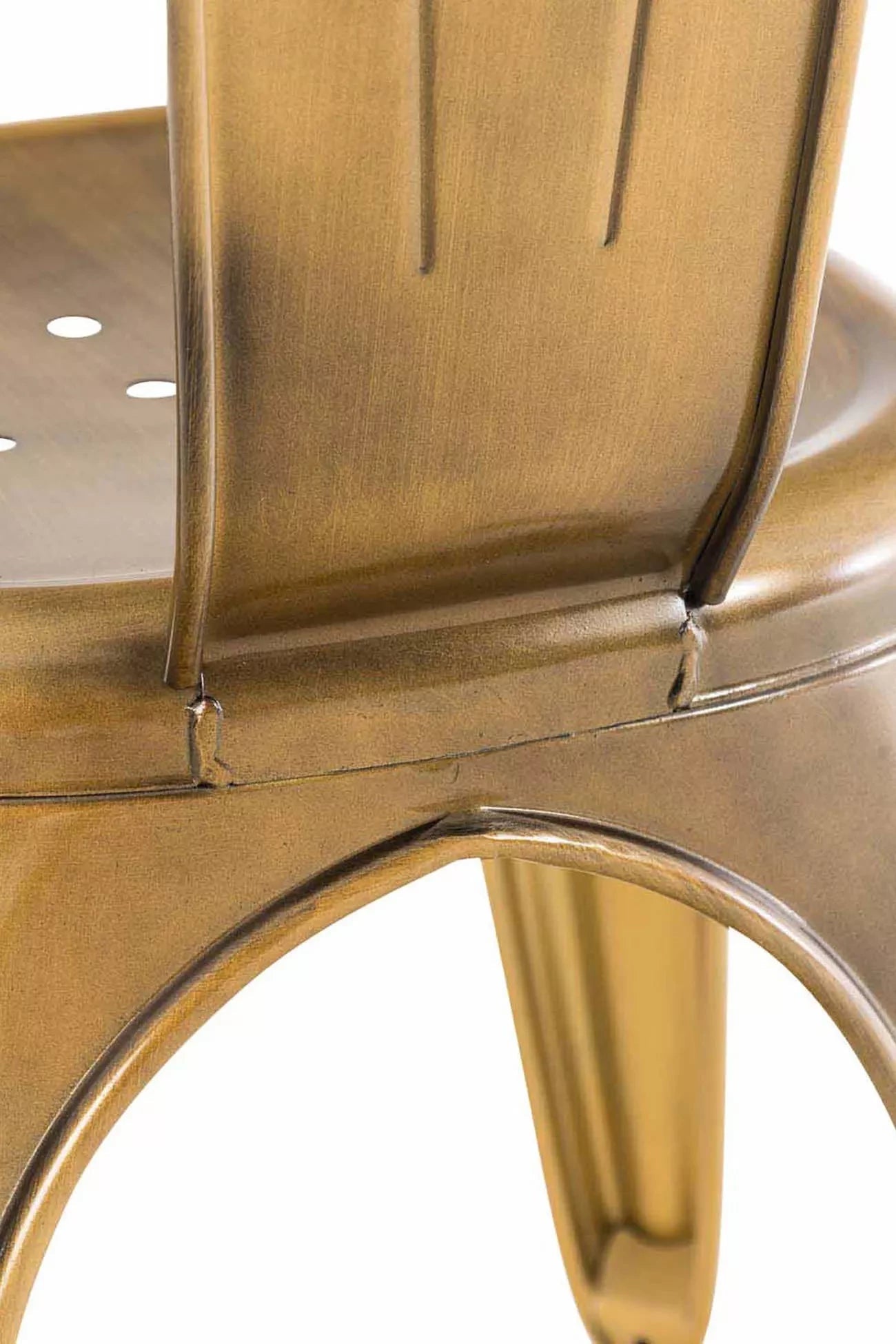 In And OutdoorMatch Rustieke Stoelen Muriel - Messing - Industrieel Design - Rugleuning - Voor Keuken en Bar - Metalen Zitting Barkrukken / hocker