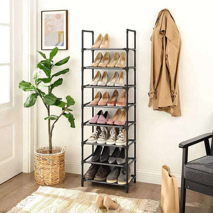 In And OutdoorMatch Schoenenrek Staande Clemens - Plank - Multifunctioneel - Schoenenopberger - Metalen Frame - 16-20 Paar Schoenen - 46x2Kennax145 cm - Zwart shoe rack