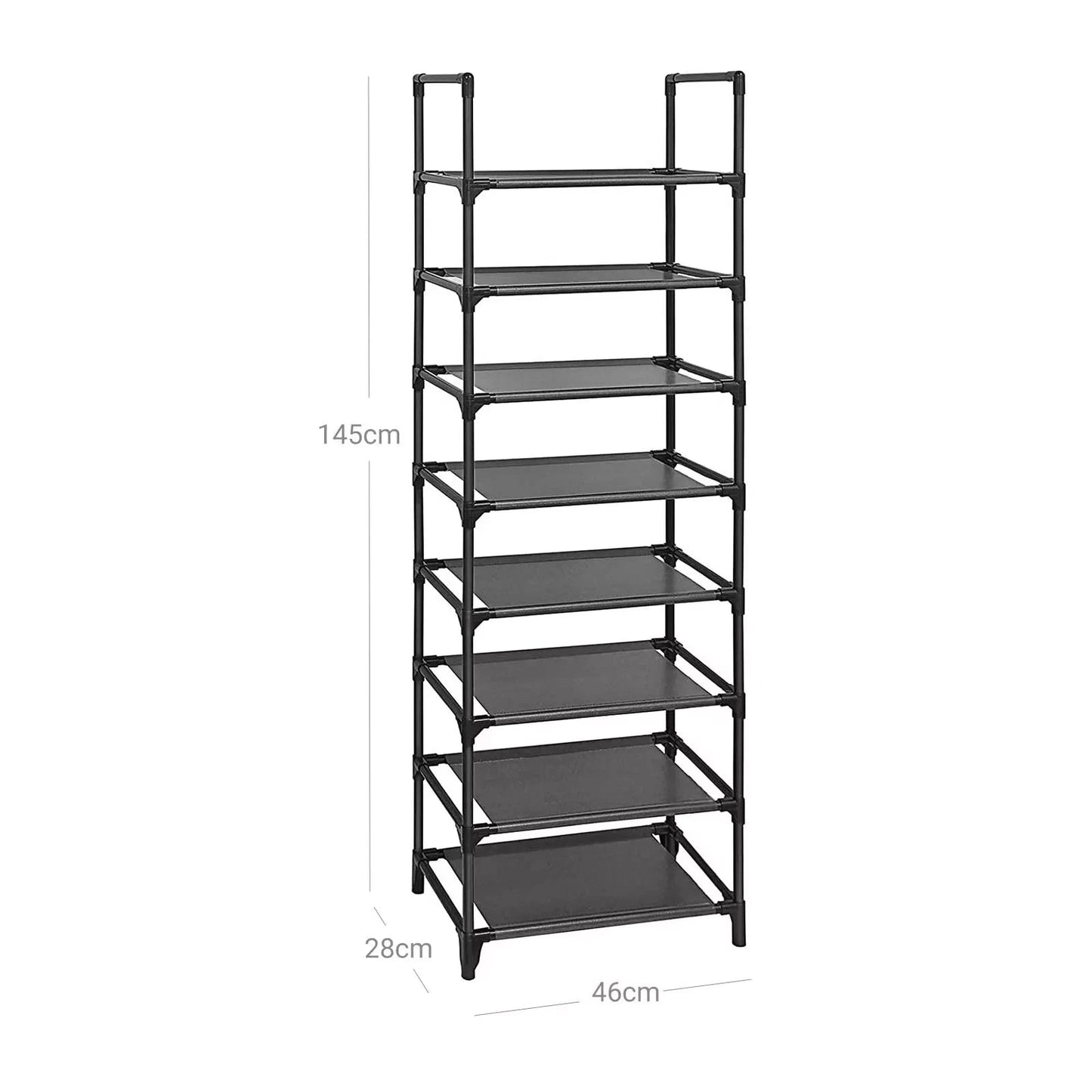 In And OutdoorMatch Schoenenrek Staande Clemens - Plank - Multifunctioneel - Schoenenopberger - Metalen Frame - 16-20 Paar Schoenen - 46x2Kennax145 cm - Zwart shoe rack