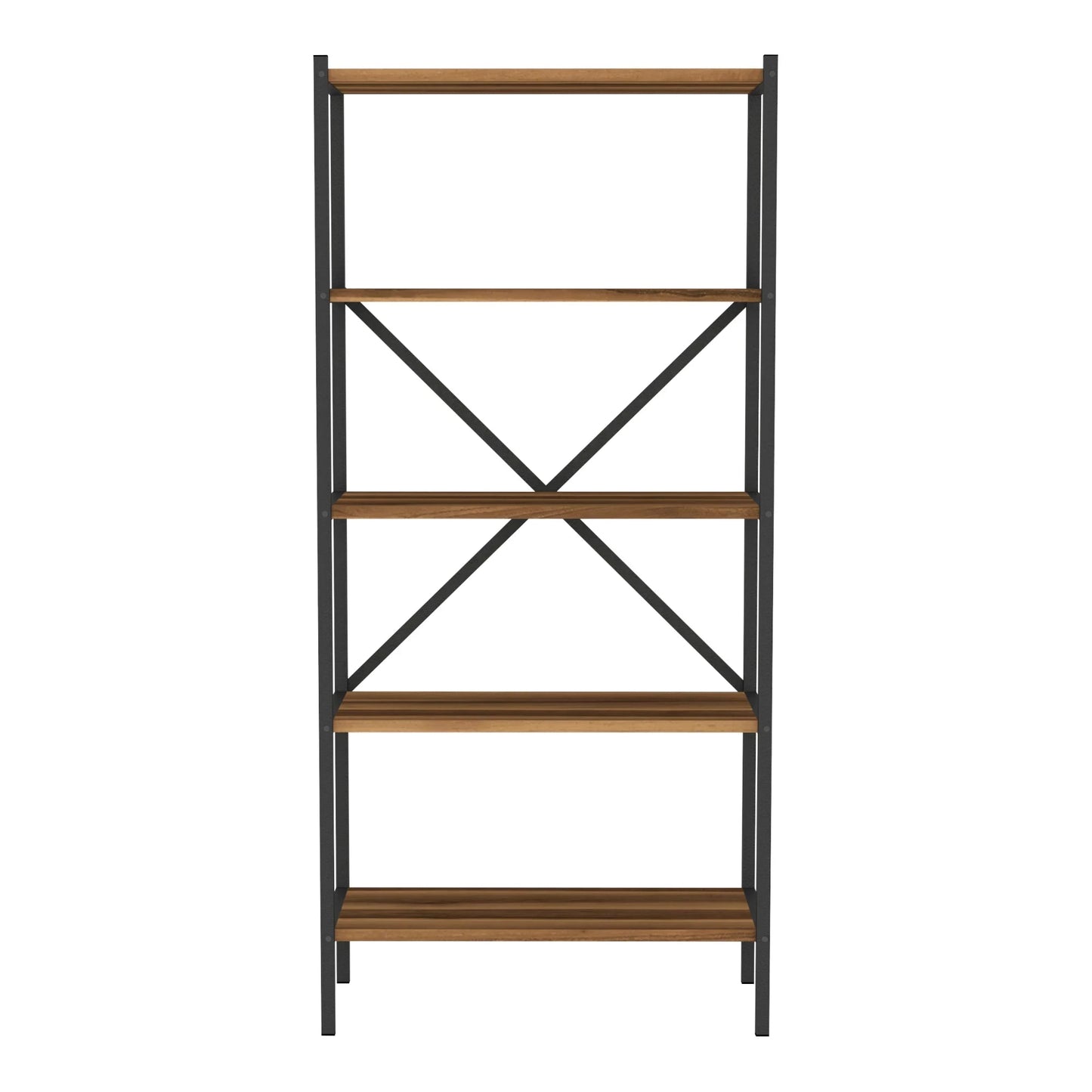 In And OutdoorMatch Staand rek Leonard - 160x66x34 cm - Walnootkleurig en Antraciet - Spaanplaat en Metaal - Modern Design storage rack