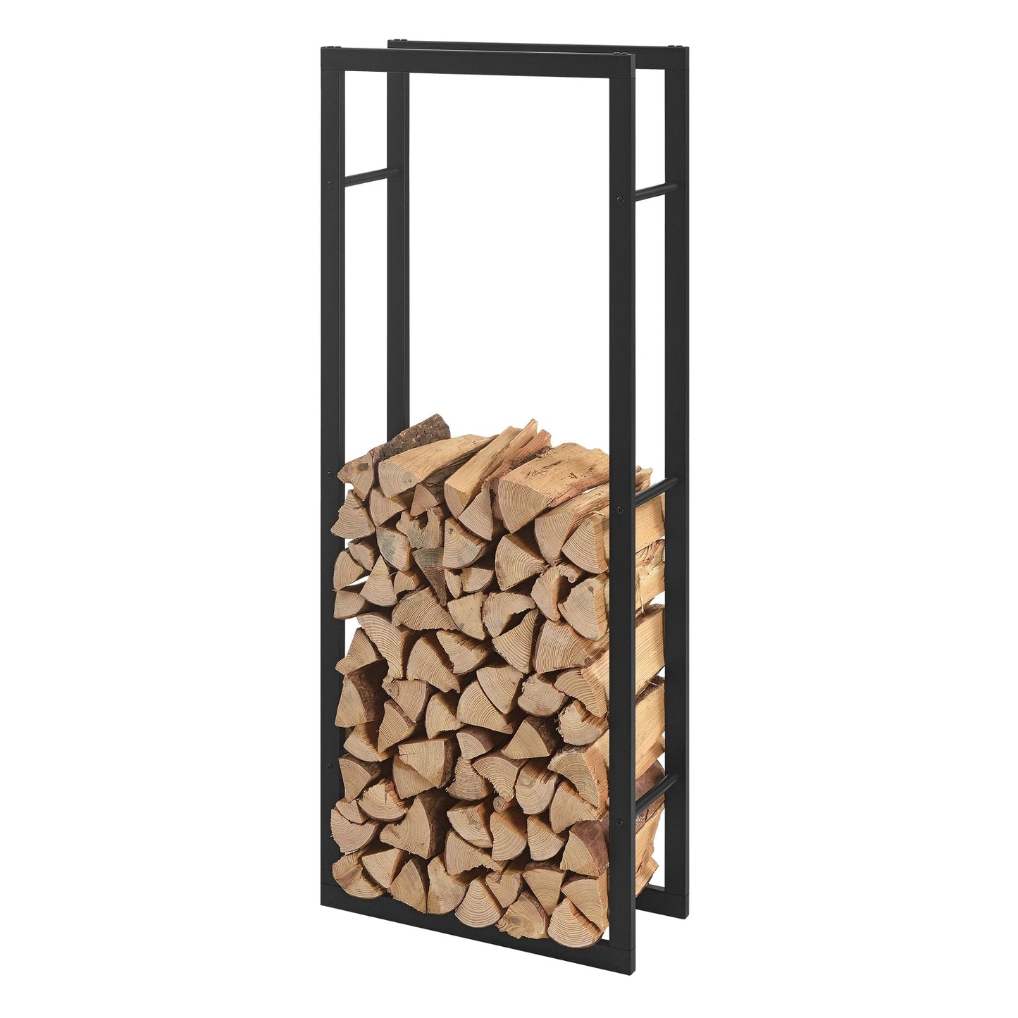 In And OutdoorMatch Stalen Brandhout Rek Cristal - Houtopslag - 50x150x25 cm - Zwart Houtrek