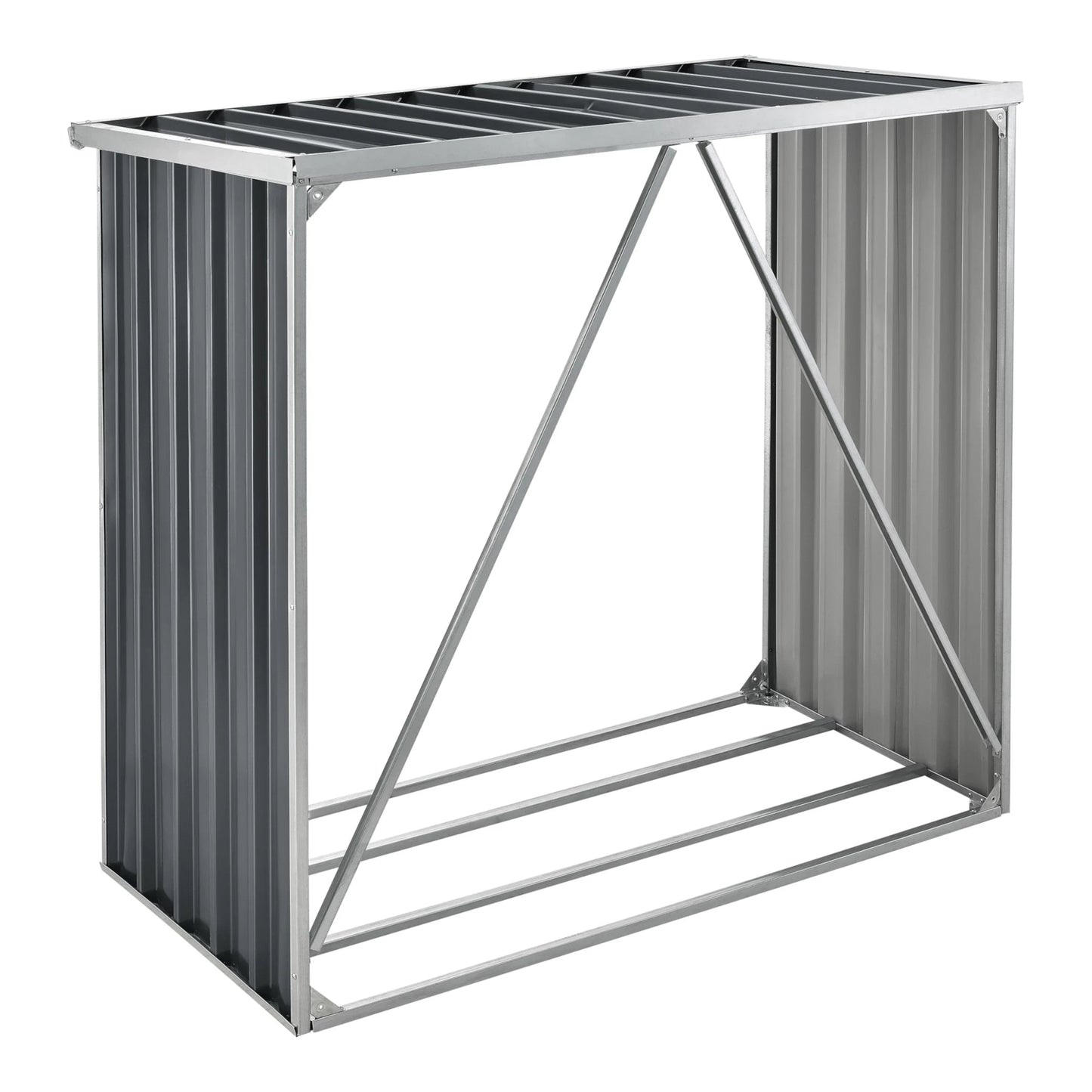 In And OutdoorMatch Stalen Brandhout Rek Gigi - Houtopslag - 156x80x152 cm - Antraciet - Gegalvaniseerd Staal - Houtrek