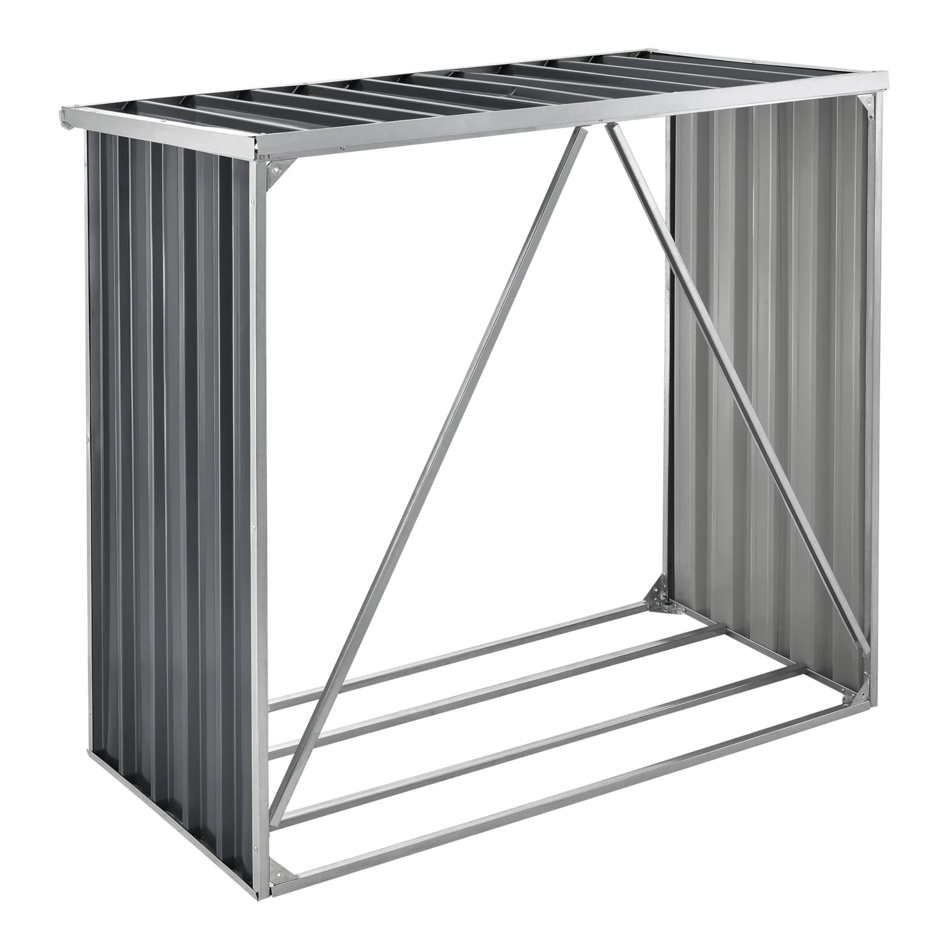 In And OutdoorMatch Stalen Brandhout Rek Gigi - Houtopslag - 156x80x152 cm - Antraciet - Gegalvaniseerd Staal - Houtrek
