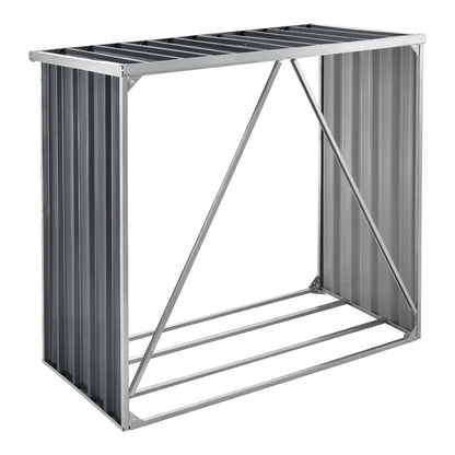 In And OutdoorMatch Stalen Brandhout Rek Gigi - Houtopslag - 156x80x152 cm - Antraciet - Gegalvaniseerd Staal - Houtrek