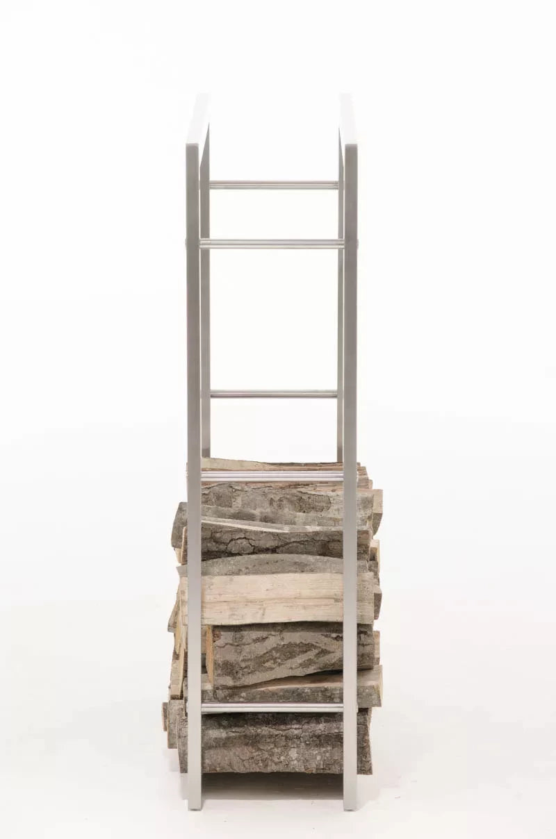 In And OutdoorMatch Stalen Brandhoutrek Emily - Chroom - Voor Binnen en Buiten - 25x80x100cm - Stalen Houtopslag Houtrek