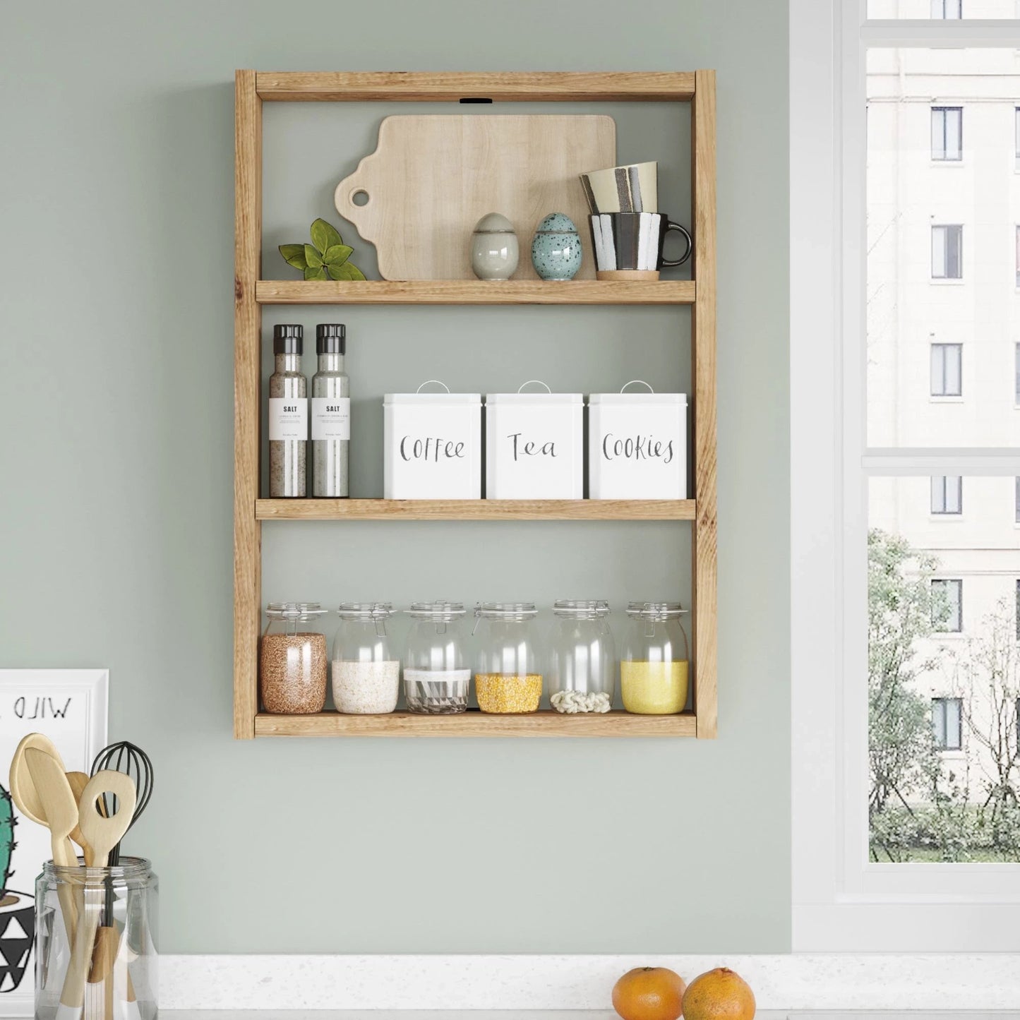 In And OutdoorMatch Stijlvol Keukenrek Vida - 60x43x9cm - Houtkleurig - Tijdloos Design - Spaanplaat kitchen rack