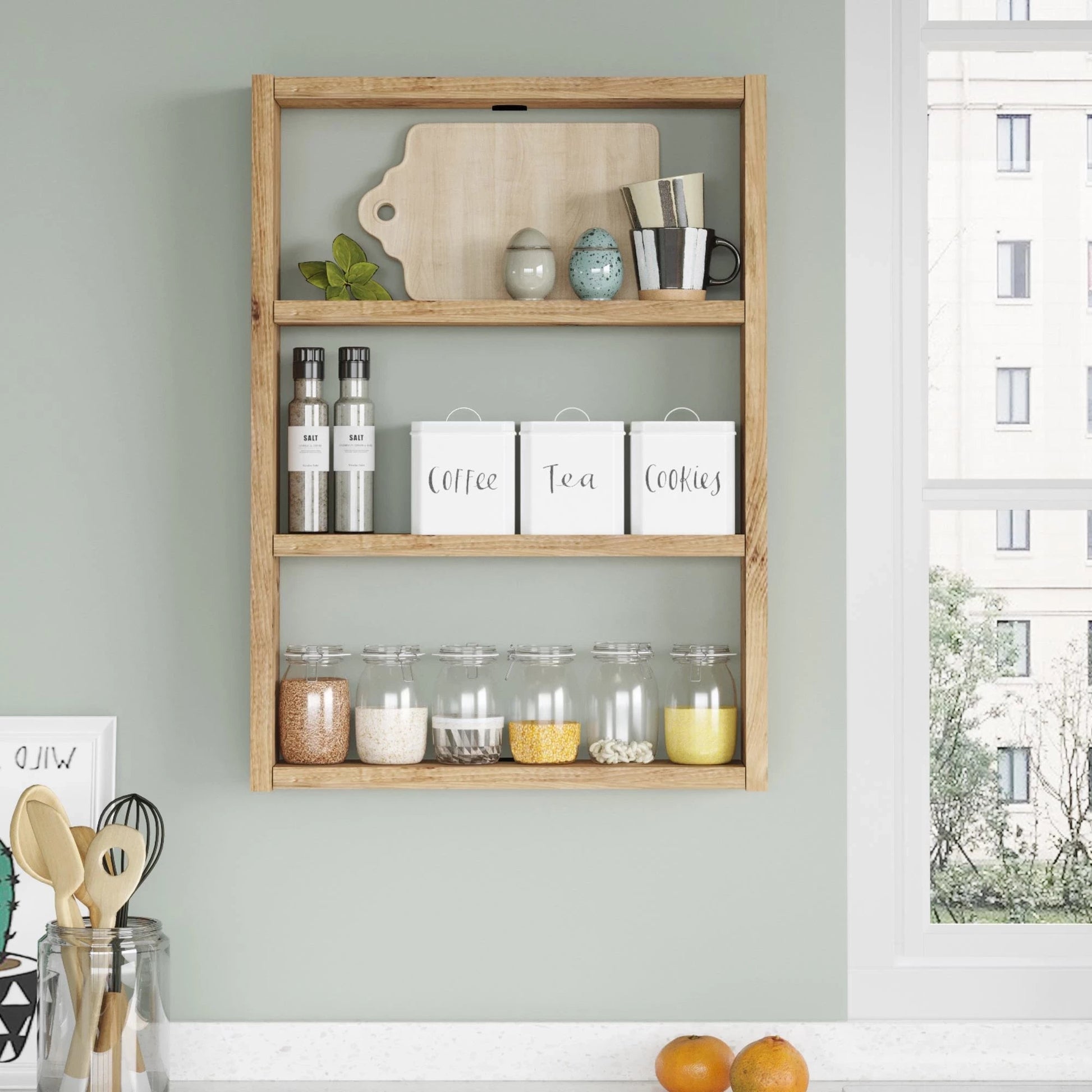 In And OutdoorMatch Stijlvol Keukenrek Vida - 60x43x9cm - Houtkleurig - Tijdloos Design - Spaanplaat kitchen rack