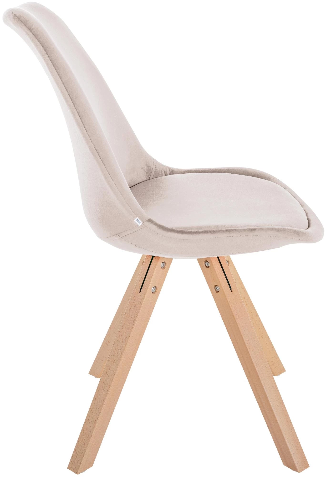 In And OutdoorMatch Stoel Celeste - Beige en Hout - Fluweel - Comfortabele zit - Hoogwaardige bekleding - Stijlvolle stoel - Klassieke uitstraling Eetkamerstoel