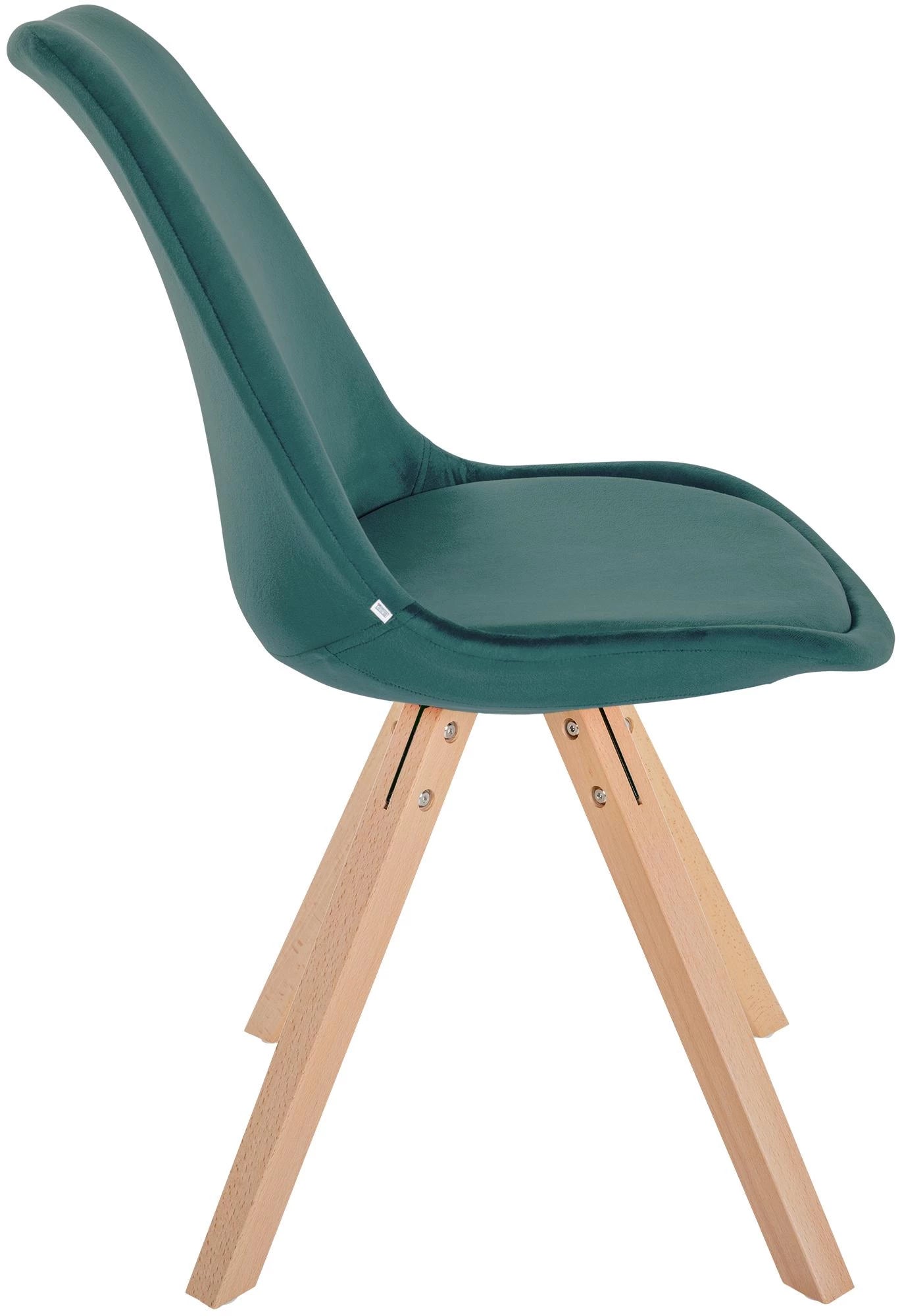 In And OutdoorMatch Stoel Jenny - Groen en Hout - Fluweel - Comfortabele zit - Hoogwaardige bekleding - Stijlvolle stoel - Klassieke uitstraling Eetkamerstoel