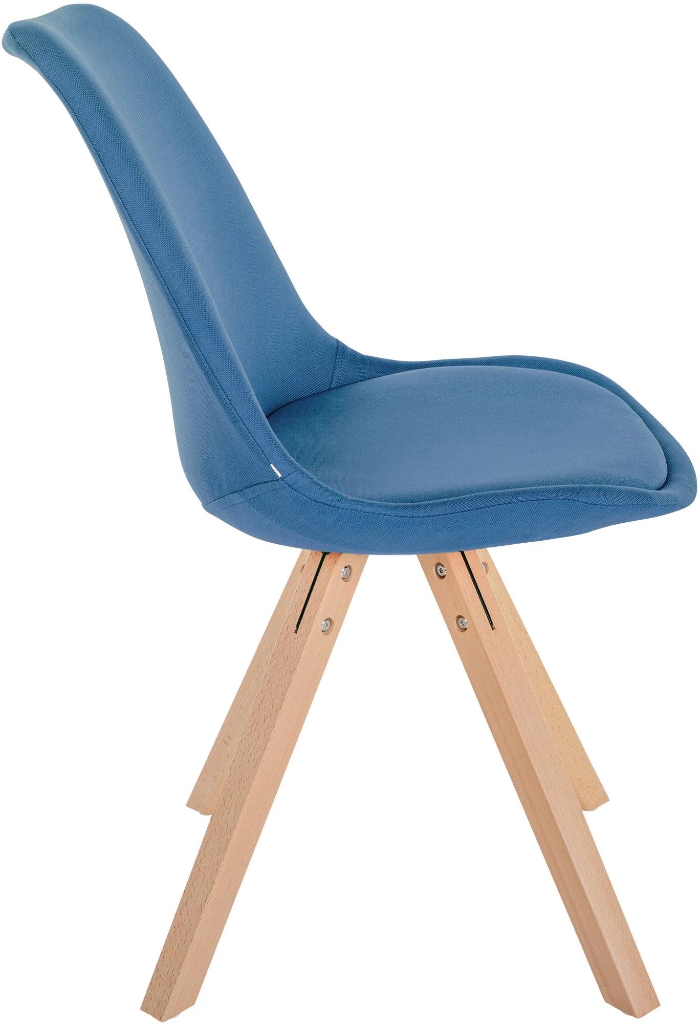 In And OutdoorMatch Stoel Sondra - Blauw en Hout - Stof - Comfortabele zit - Hoogwaardige bekleding - Stijlvolle stoel - Klassieke uitstraling Eetkamerstoel