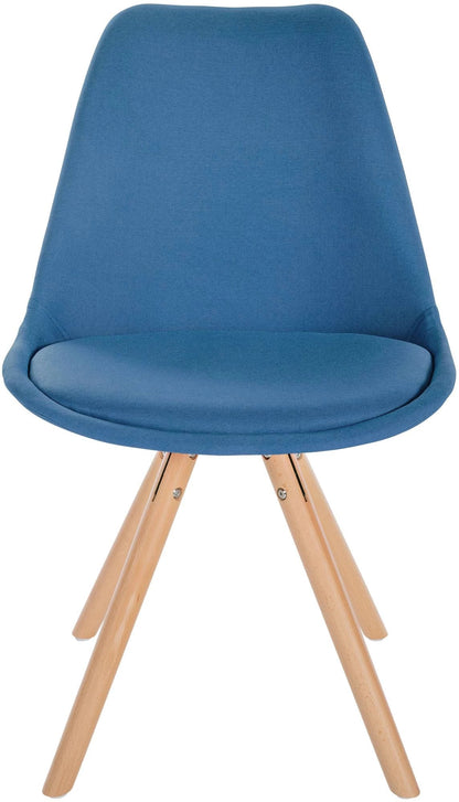 In And OutdoorMatch Stoel Tiffani - Blauw en Hout - Stof - Comfortabele zit - Hoogwaardige bekleding - Stijlvolle stoel - Klassieke uitstraling Eetkamerstoel