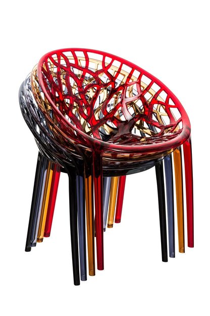 In And OutdoorMatch Trendy stoel Grayce - Met rugleuning - Thuis of beurs - Transparant zilver - Zithoogte 45cm Eetkamerstoel