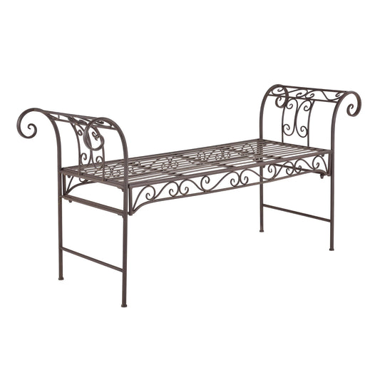 In And OutdoorMatch Tuinbank Anthony - Vintage Metaal - 147x46x70 cm - Bruin - Stabiel Metaal - Metalen Bank - 45cm Garden Bench