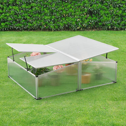 In And OutdoorMatch Tuinkas Gamon - Mini Kas - 100x120x30-40 cm - Aluminium Polycarbonaat - Weerbestendig Garden Storage box